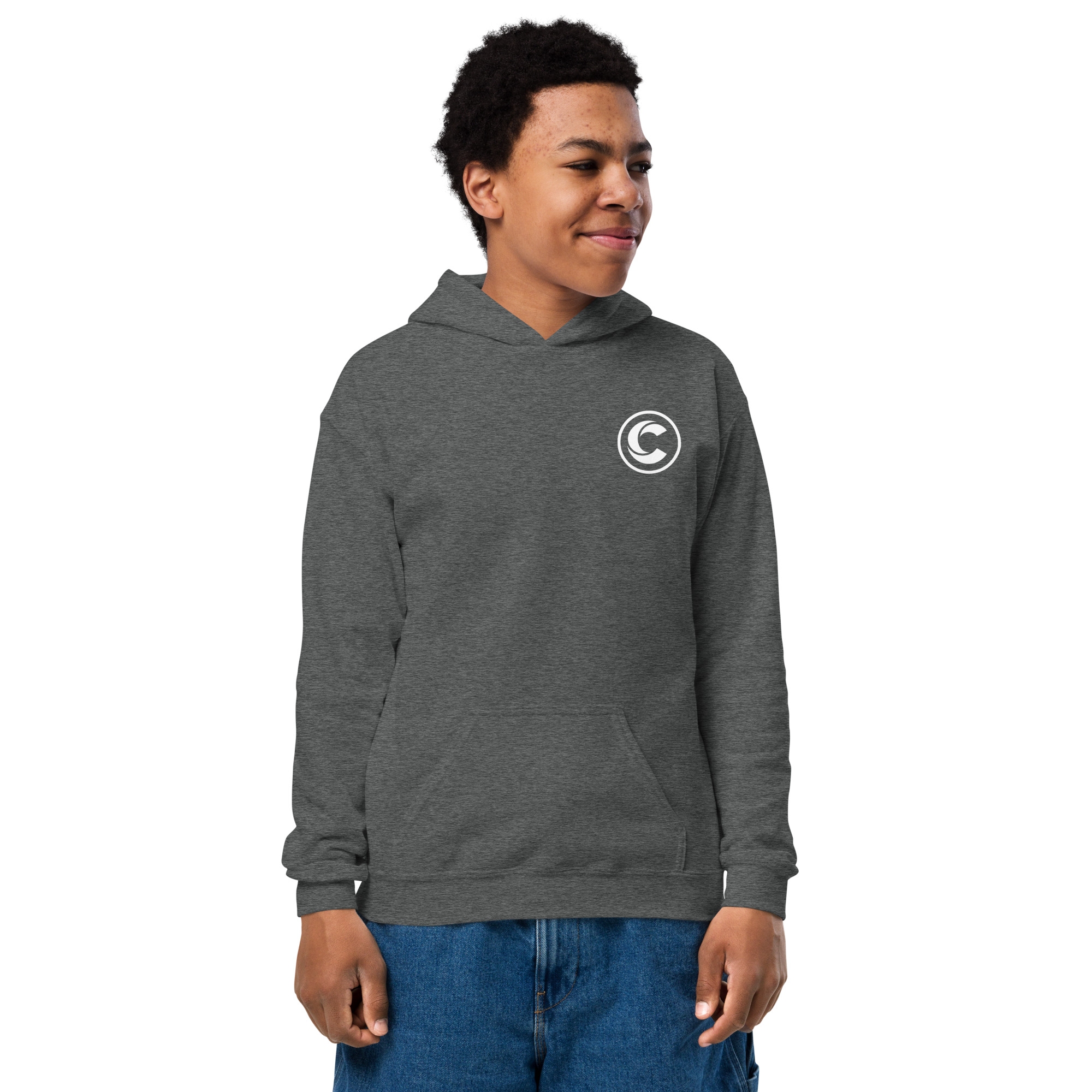 Youth Heavy Blend Hoodie | C-Emblem - Image 6